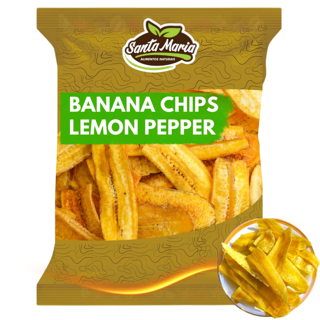 Banana Assada Chips Lemon Pepper 500g - Snack Saudável