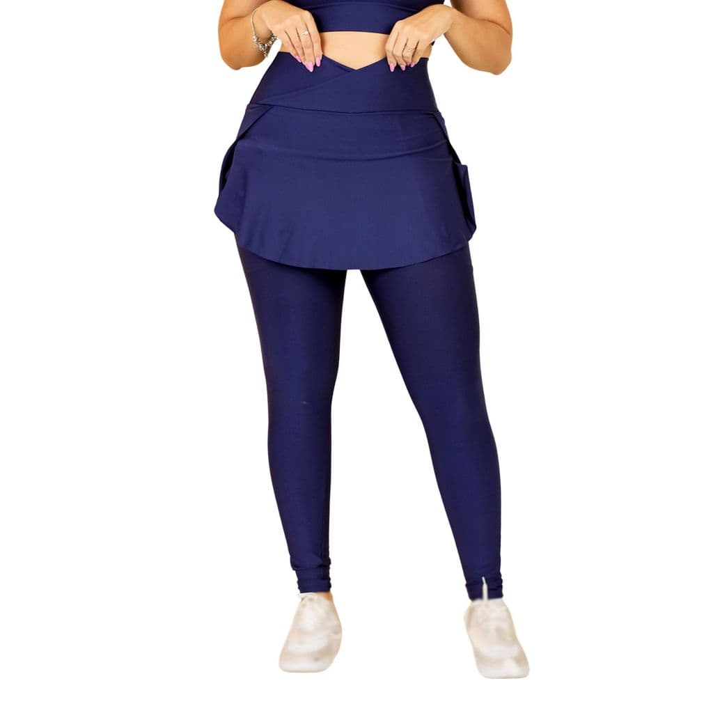 Calça Legging Com Saia e Bolso Fitness Feminina Academia Treino Moda Evangélica Caminhada Corrida Ginástica Musculação