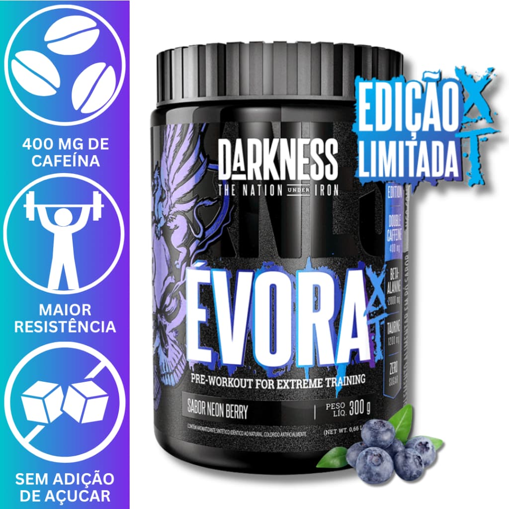 PRÉ TREINO ÉVORA XT COM DOBRO DE CAFEÍNA 300G - DARKNESS