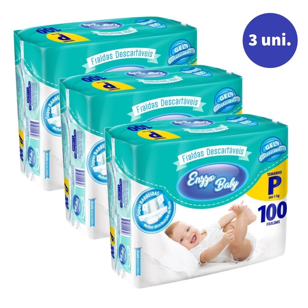 Kit com 3 Pacotes Fralda Descartável Infantil Baby Felt Plus Direto da Fábrica Revenda Barato