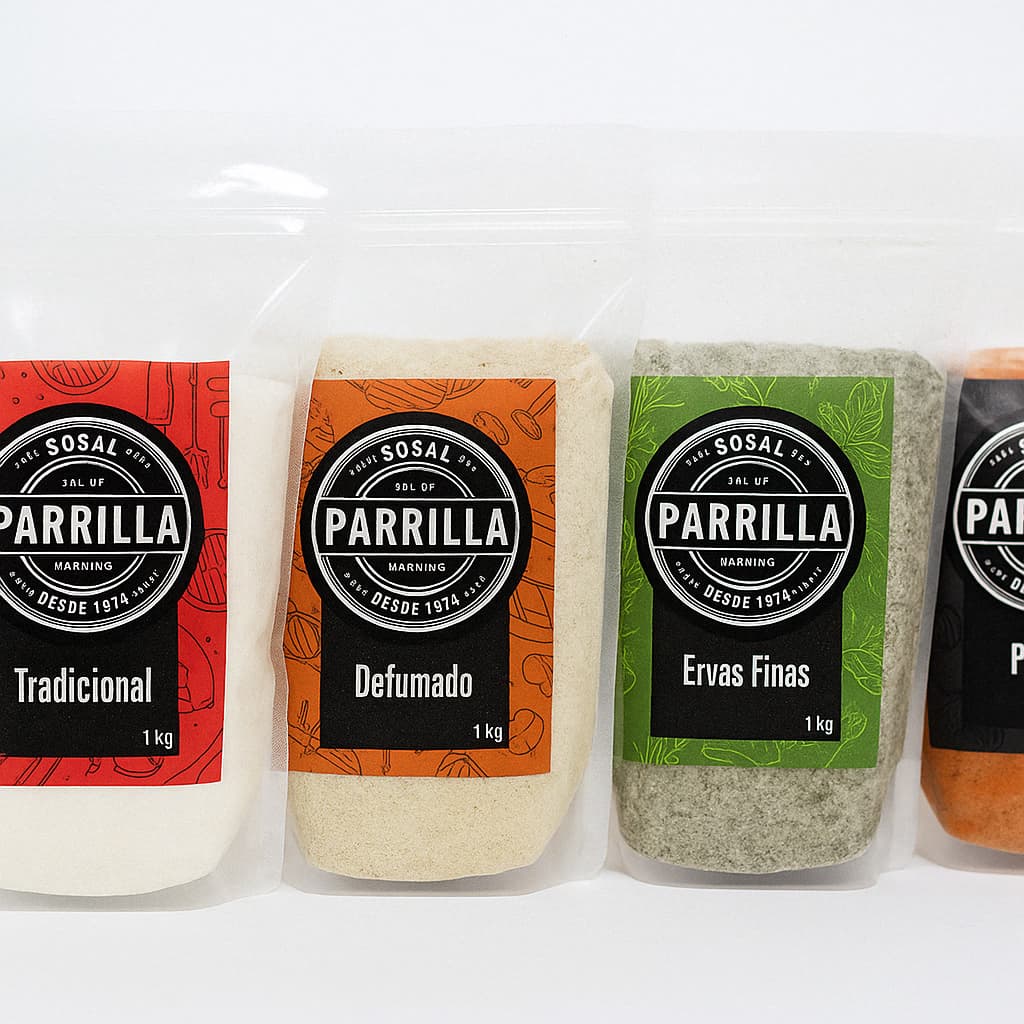 Sal de Parrilla ORIGINAL 1kg –  Vários Sabores Sal Marinho Premium para Churrasco Defumado Pimenta