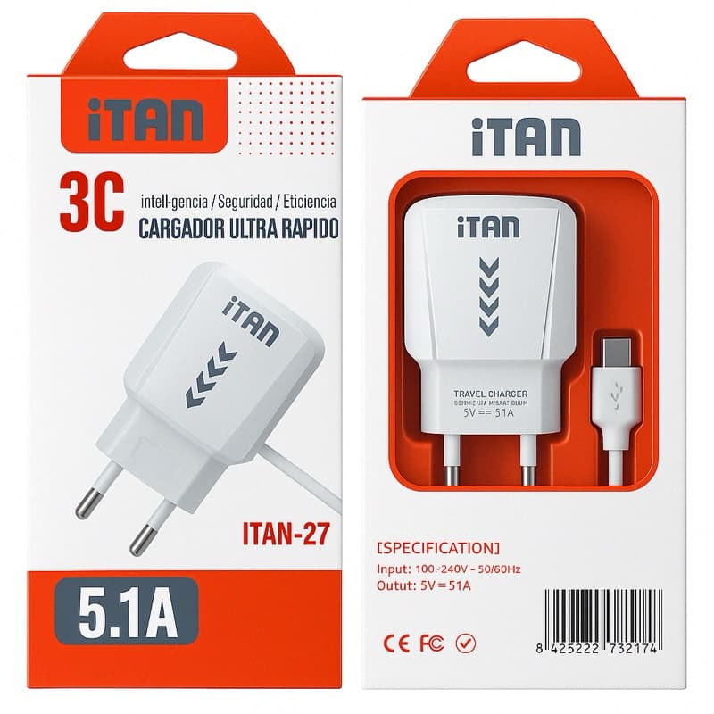 Carregador Celular Ultra rápido 5.1 Micro Usb V8 2 Entrada Usb Android Portátil LED