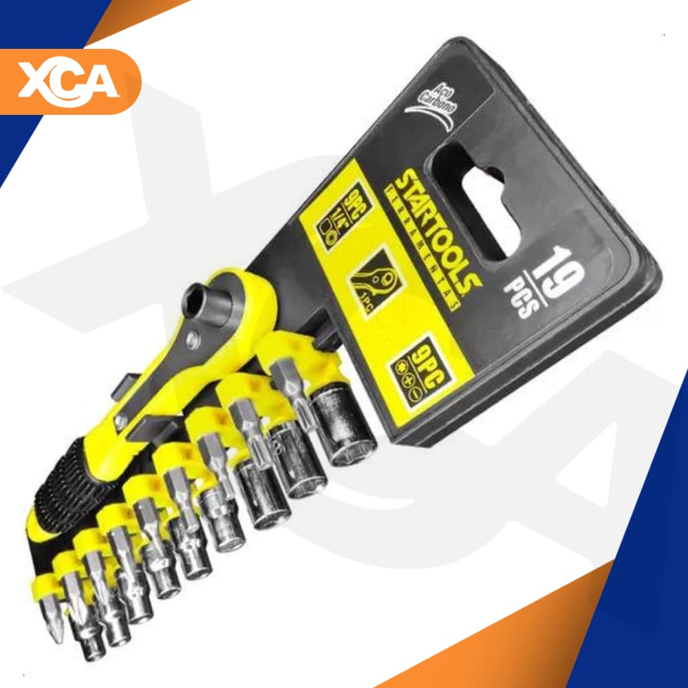 Chave Catraca Com Soquetes Tipo Canhão E Bits Kit 19 Peças Jogo  Uso Geral Mini Kit Reparo Casa