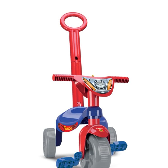 Triciclo Teia Brinquedo Velotrol Motoca Com Haste Guia Seguro Removível Empurrador Andador