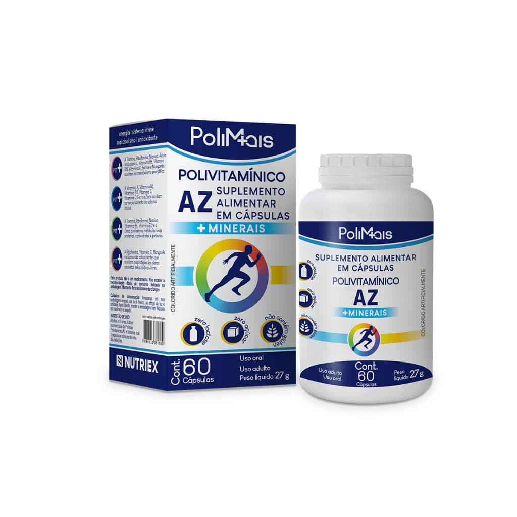 Vitamina A a Z 60 Cápsulas Suplemento Alimentar Imunidade e Enegia -  Nutriex