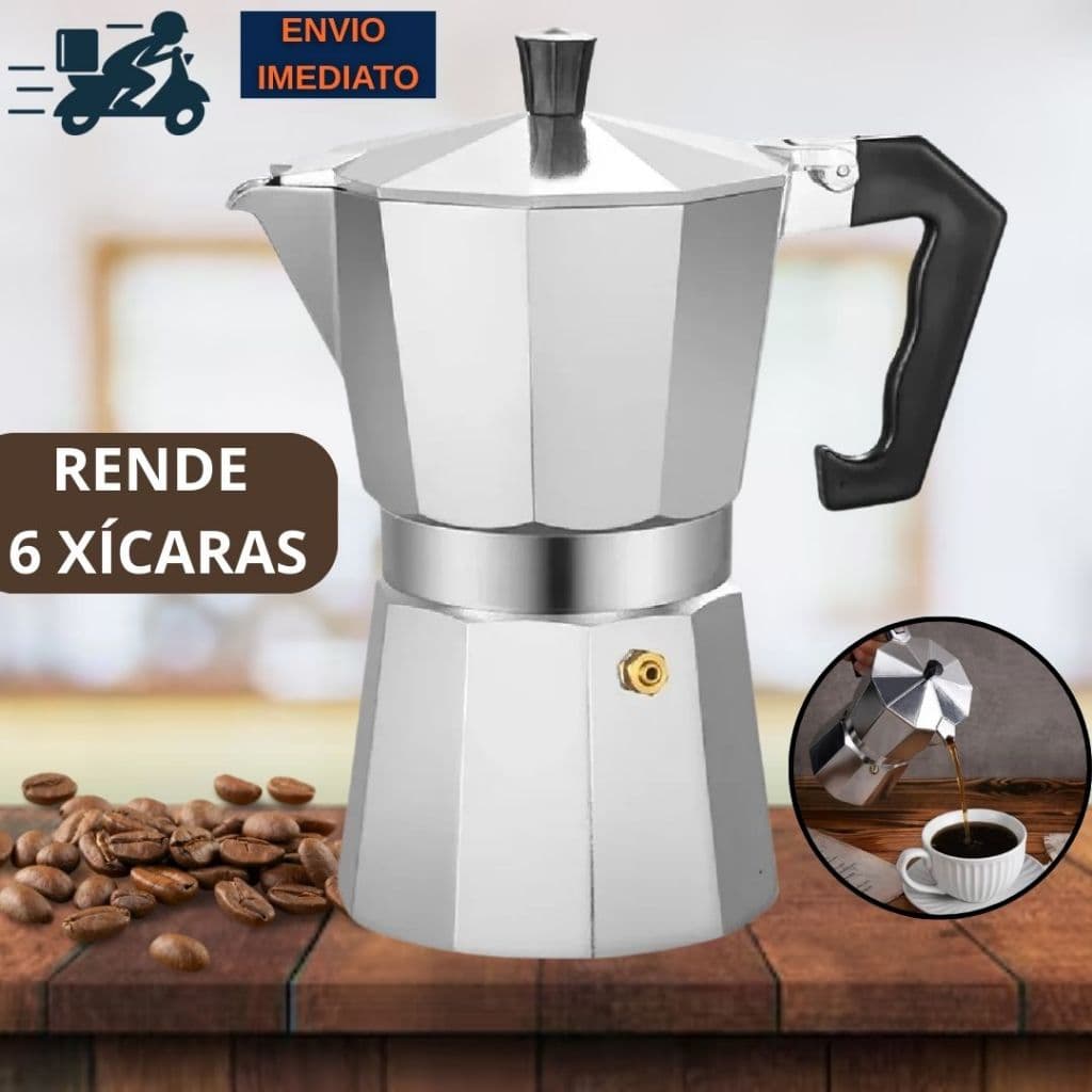 Cafeteira Italiana de Alumínio Café Expresso  Moka 6 Xícaras Express