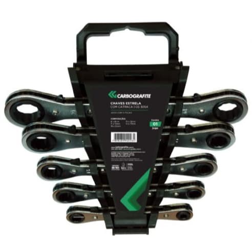 Jogo De Chave Estrela Carbografite C/catraca 5pcs 305a