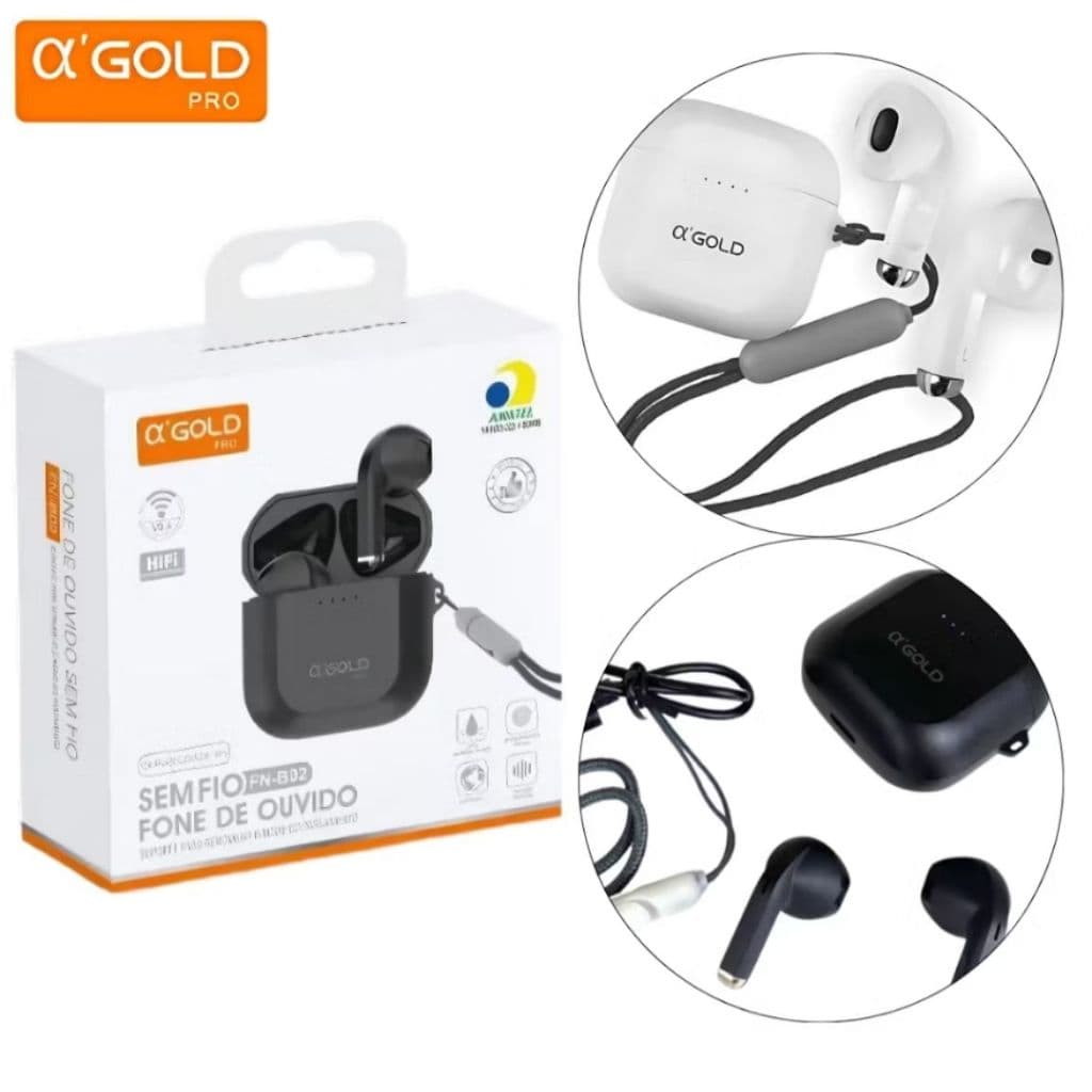 A'Gold FN-B02 Fone De Ouvido Sem Fio Bluetooth À Prova D'água IPX4 TWS