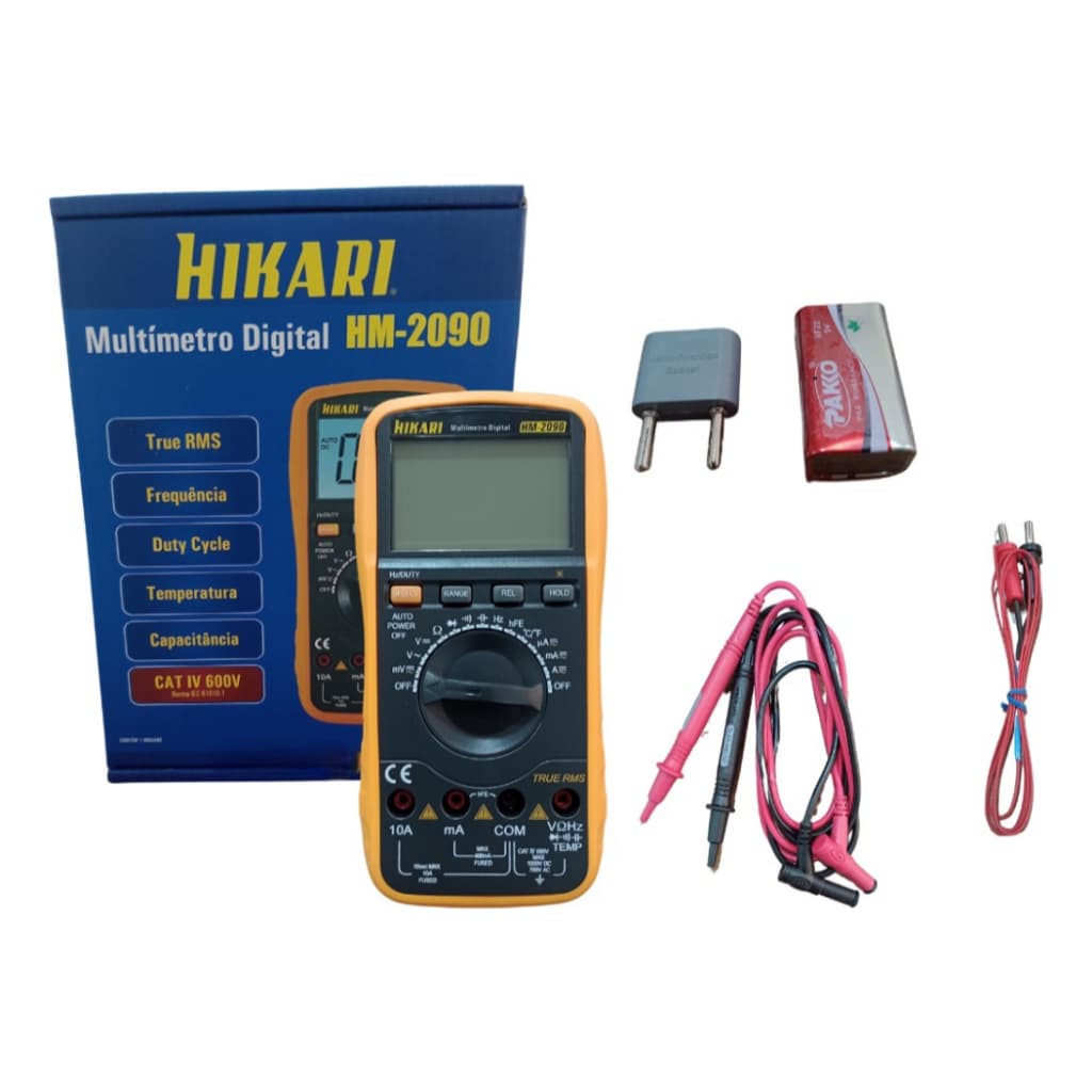 Multímetro Digital Hikari HM-2010 | Medição Precisa de Tensão, Corrente, Resistência e Temperatura