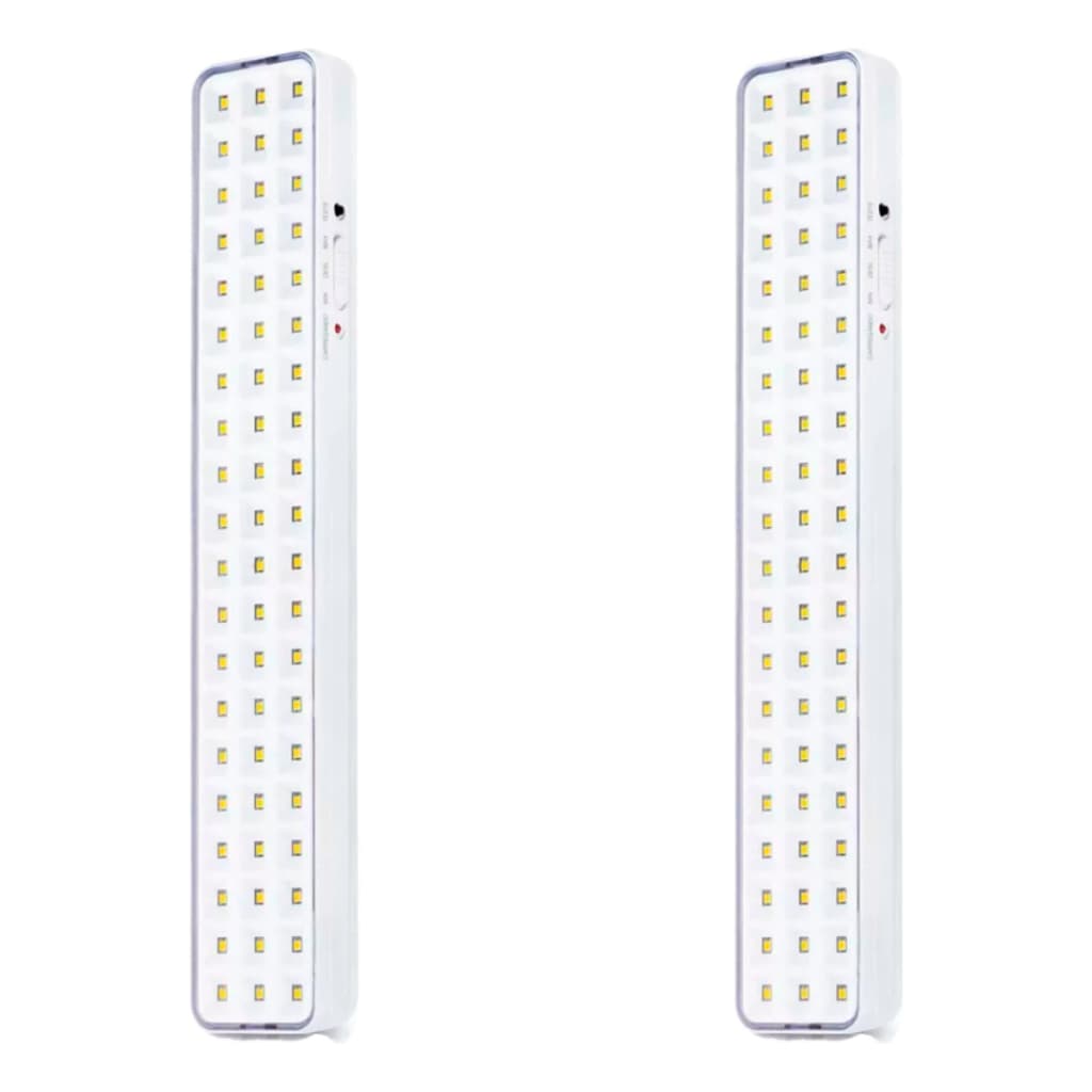 Kit 2 Luminárias de Emergência 60 LEDs 5W 6500K(Luz Branca) – Bivolt(110v/220v) Recarregável CTB