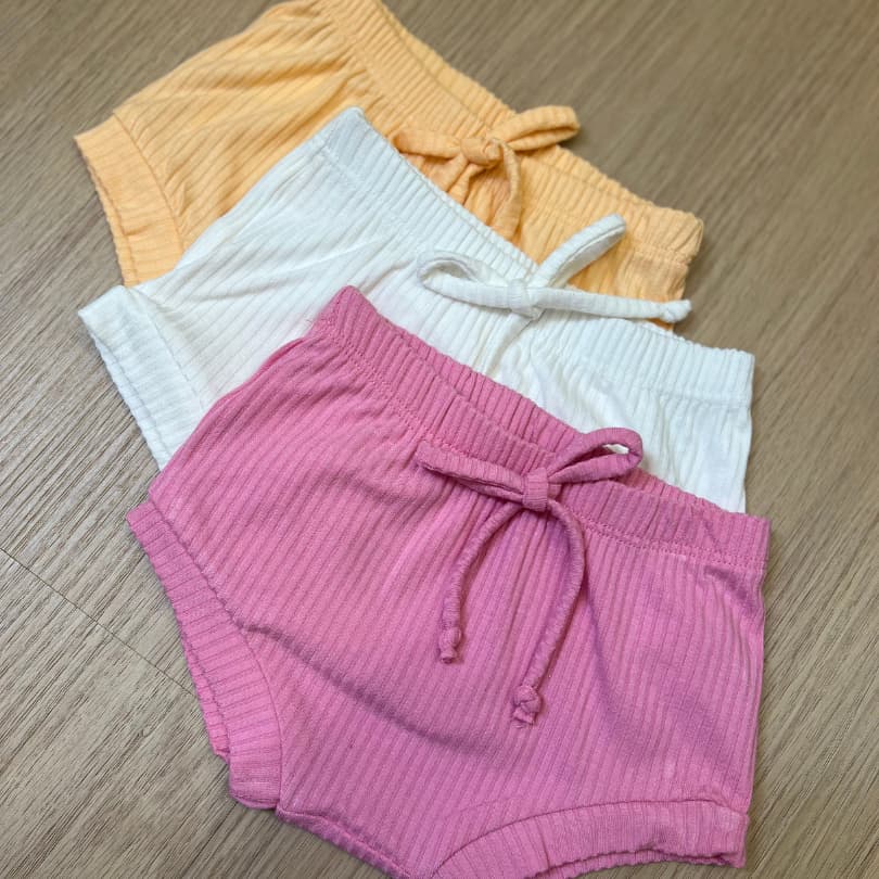 Kit 3 Tapa Fralda Bebê Menina Canelado Algodão e Malha Suedine Diversos Modelos