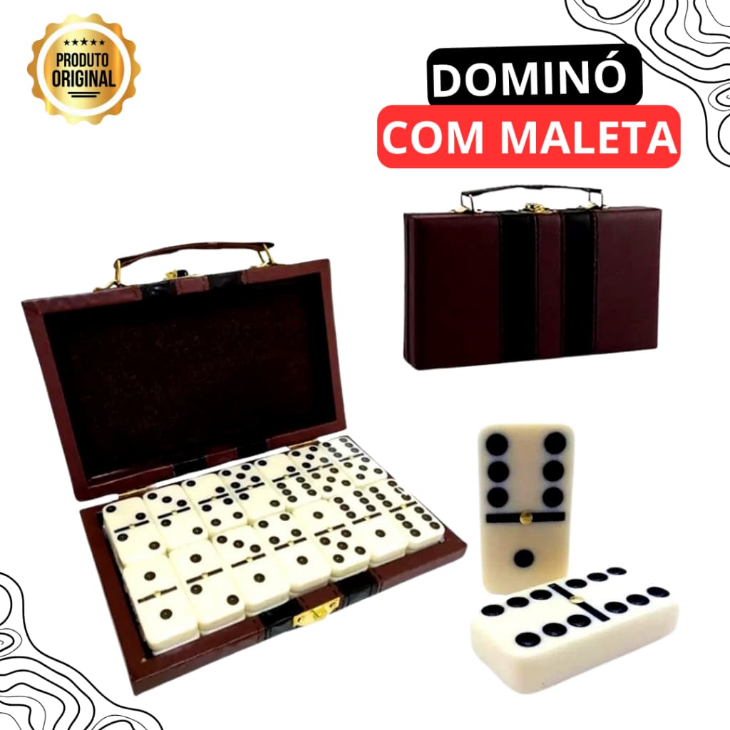 Jogo de Dominó com Maleta para sua Casa para Viagem Família e Amigos de 28 Peças
