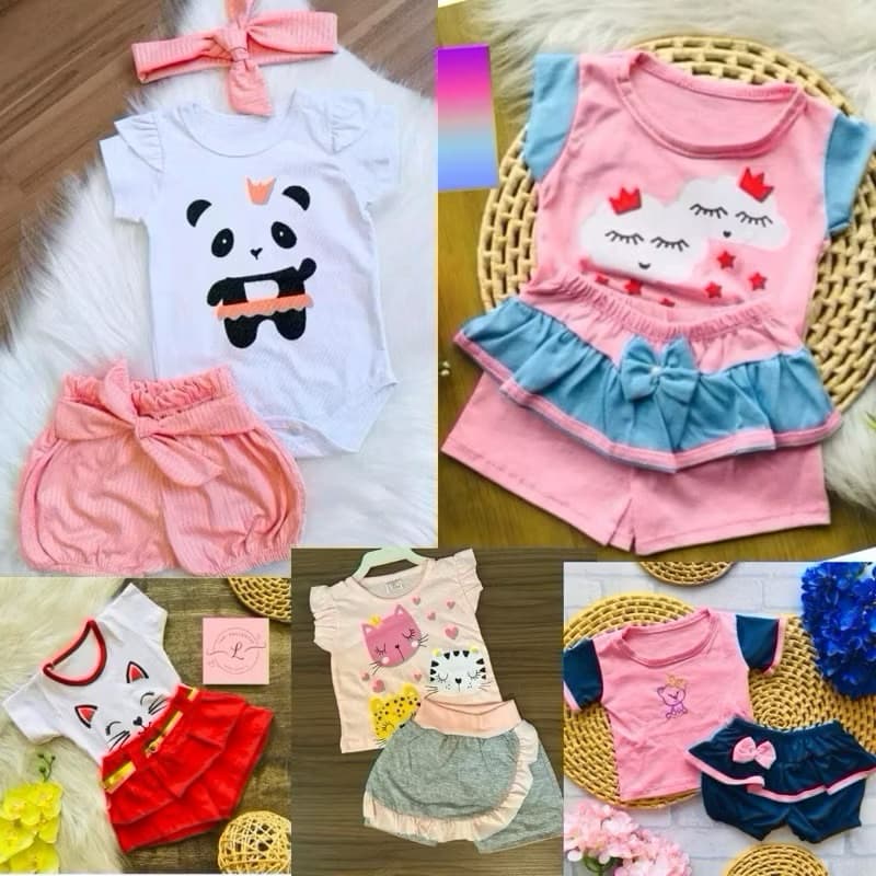 kit 4 a 12 peças de roupa feminina infantil - conjunto menina - roupa bebê menina e infantil