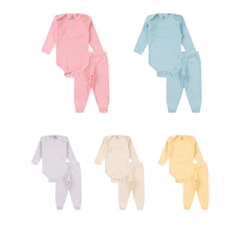 Kit 4 Peças 02 Bodys e 02 Mijão Canelado Premium Roupas Bebê Enxoval