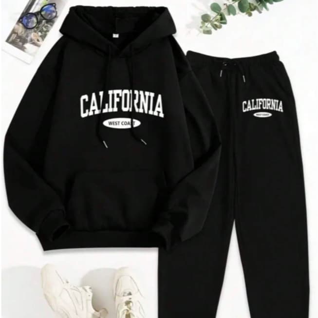 Conjunto Moletom Canguru Califórnia Calça Moletom + Moletom Canguru Moda Gringa Casual