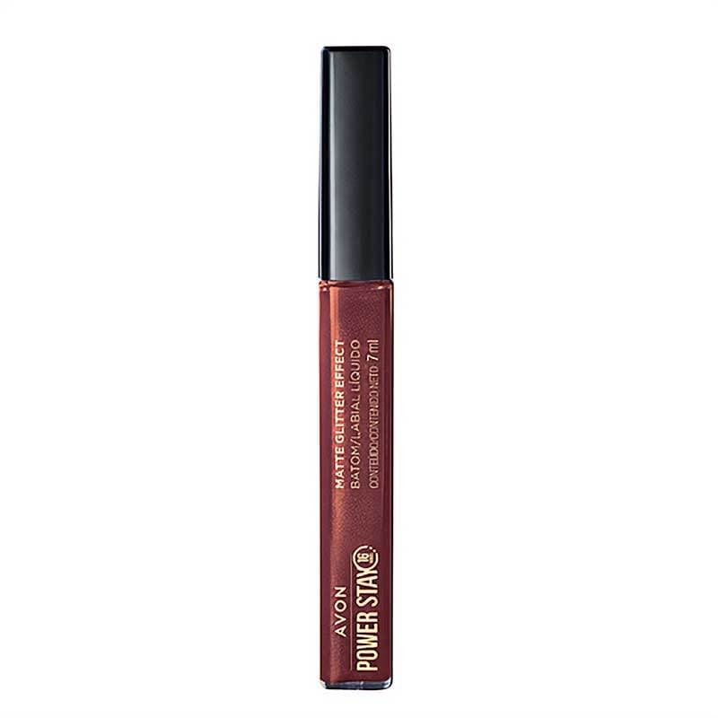 Batom Líquido Nude Iluminado Matte Glitter Effect Avon Power Stay