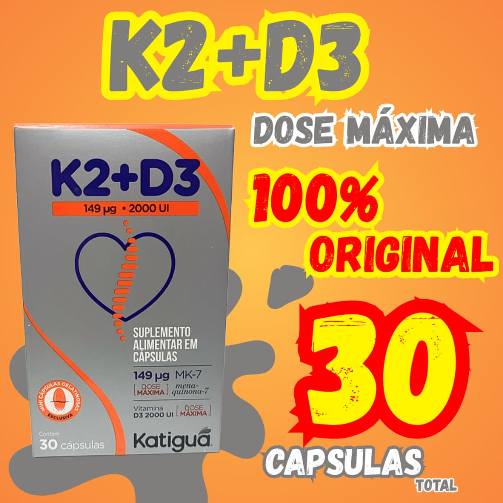 Vitamina k2+D3 30 cápsulas - dose máxima de vitaminas katinguá