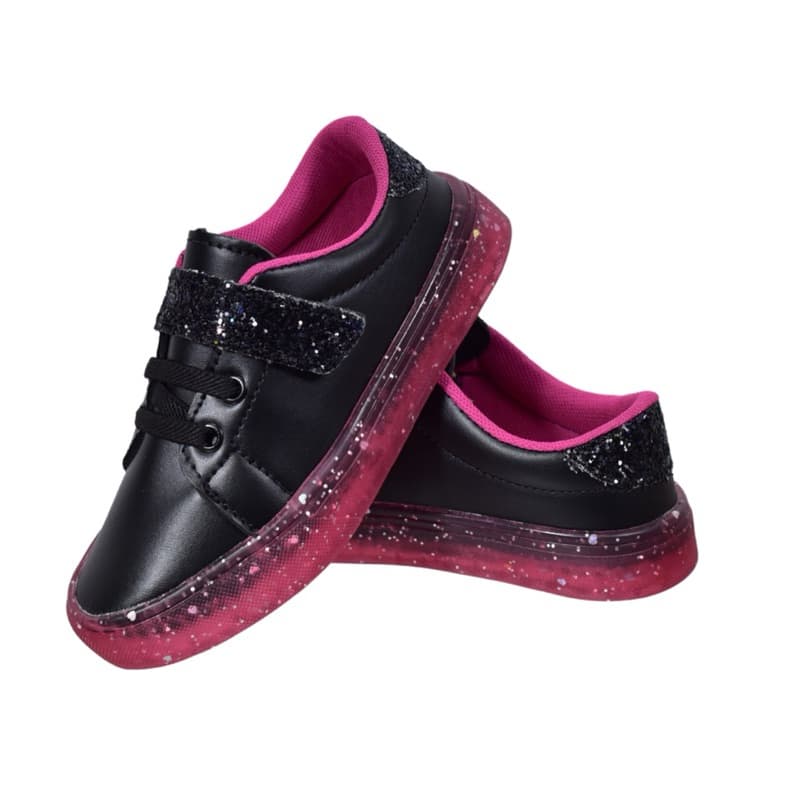 Tênis Velcro Infantil Menina Feminino Cadarço Glitter Leve e Confortável