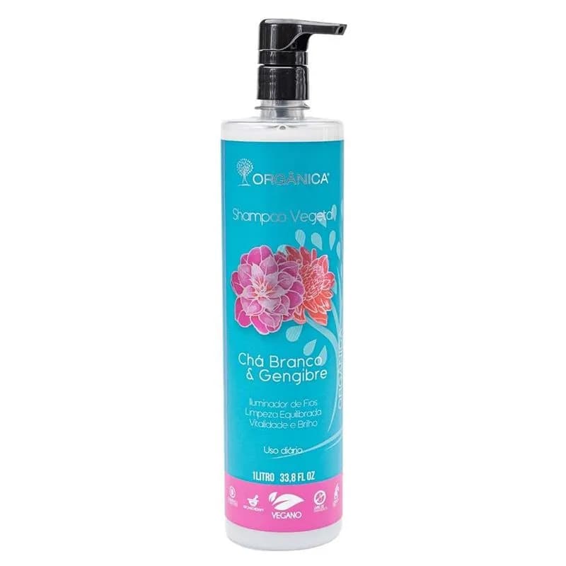 Shampoo natural Orgânica Chá Branco e Gengibre - 1 litro - Orgânico