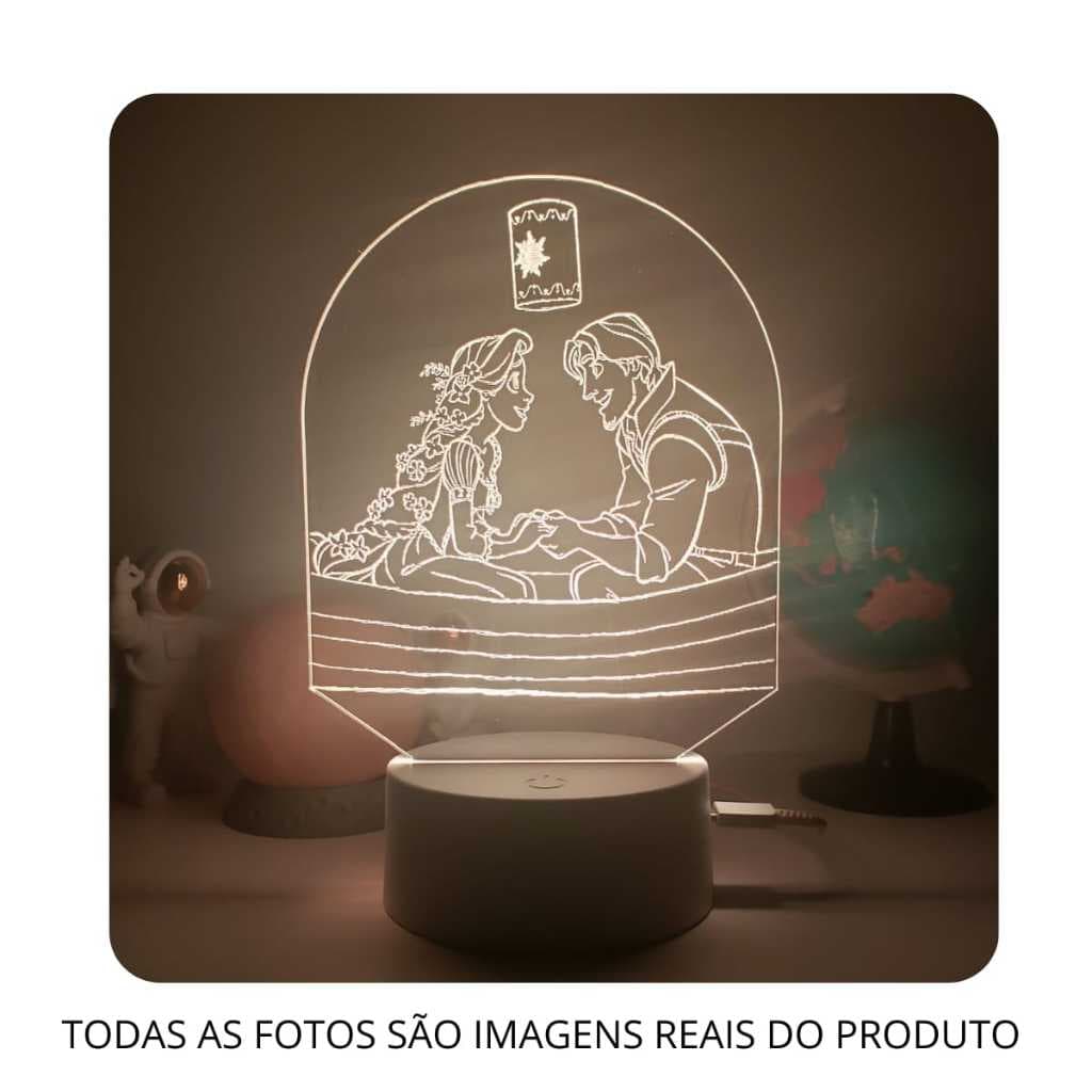 Luminária Abajur Led Enrolados, Disney, Princesa Decoração.