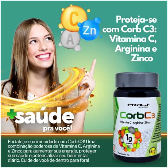 Vitamina C Corb C3 1000mg Vitamina C, Zinco e Arginina 60 cápsulas