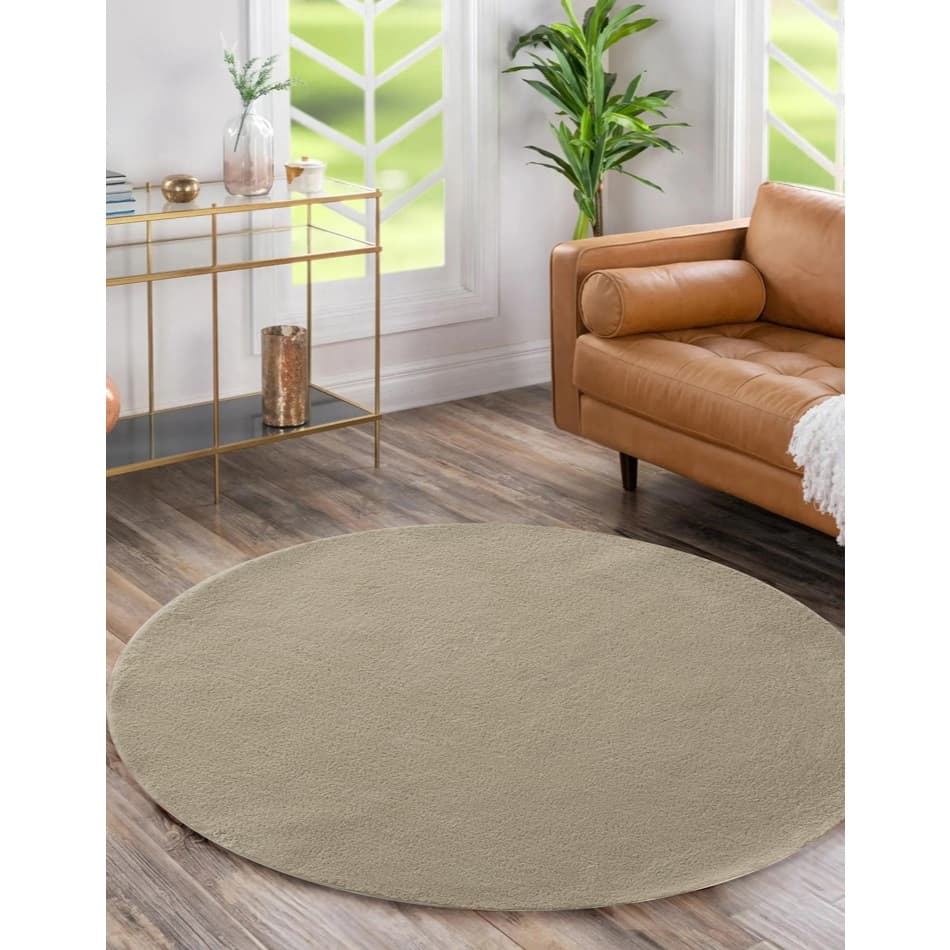 Tapete Redondo 1.50m Quarto Sala Decoração Felpudo Eldorado Liso Pelo Baixo Antiderrapante