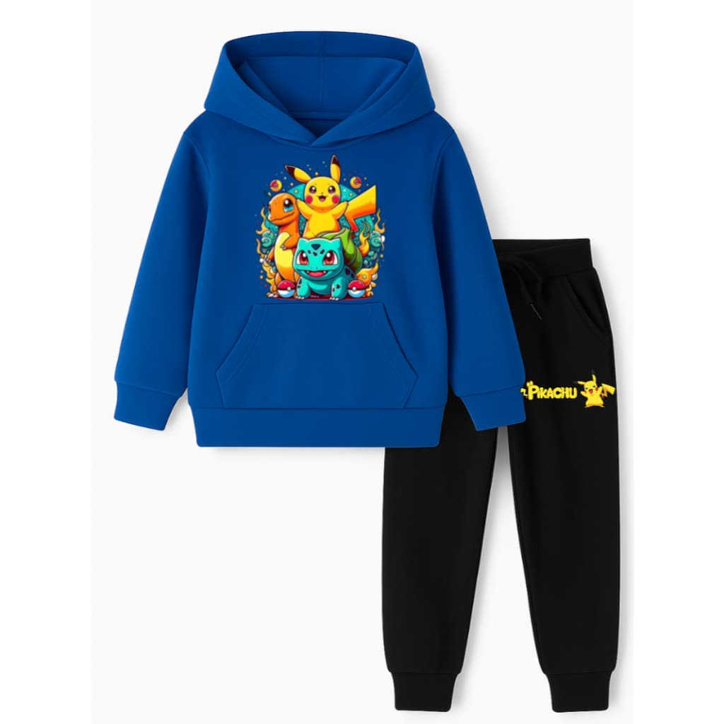 Conjunto Pokémon Infantil Pikachu Jogo Game Moletom e Calça de Moletom Algodão Conjunto moletom Masculino Feminino