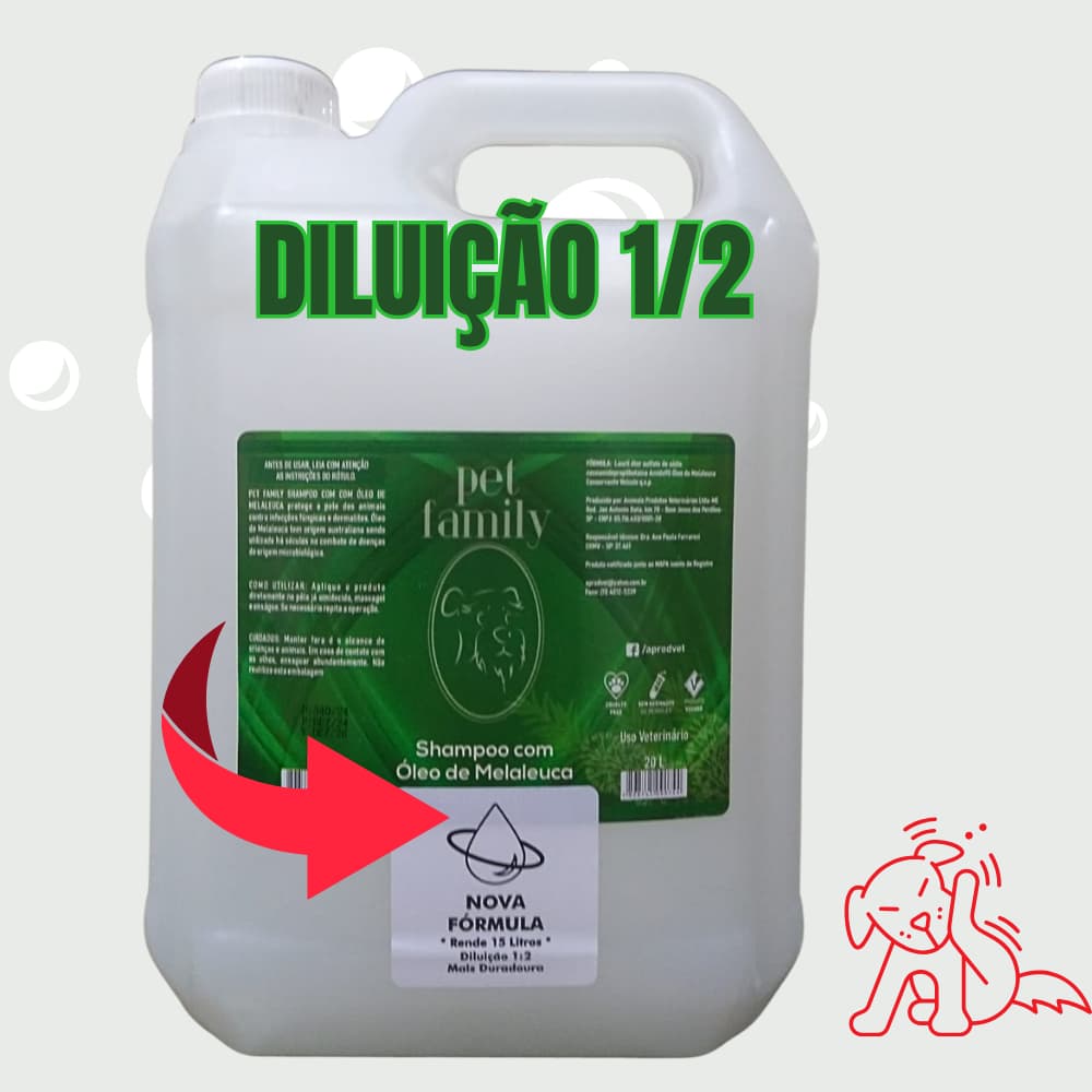 Shampoo Pet com Óleo de Melaleuca – Nova Fórmula 2x Mais Rendimento, Alta Espuma,  para Cães e Gatos