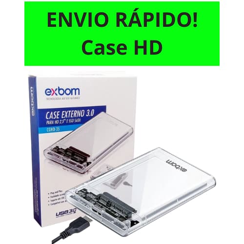 Case para HD/SSD Adaptador HD Slim Sata Case  de gavetaExterno USB 3.0 TRANSPARENTE Exbom