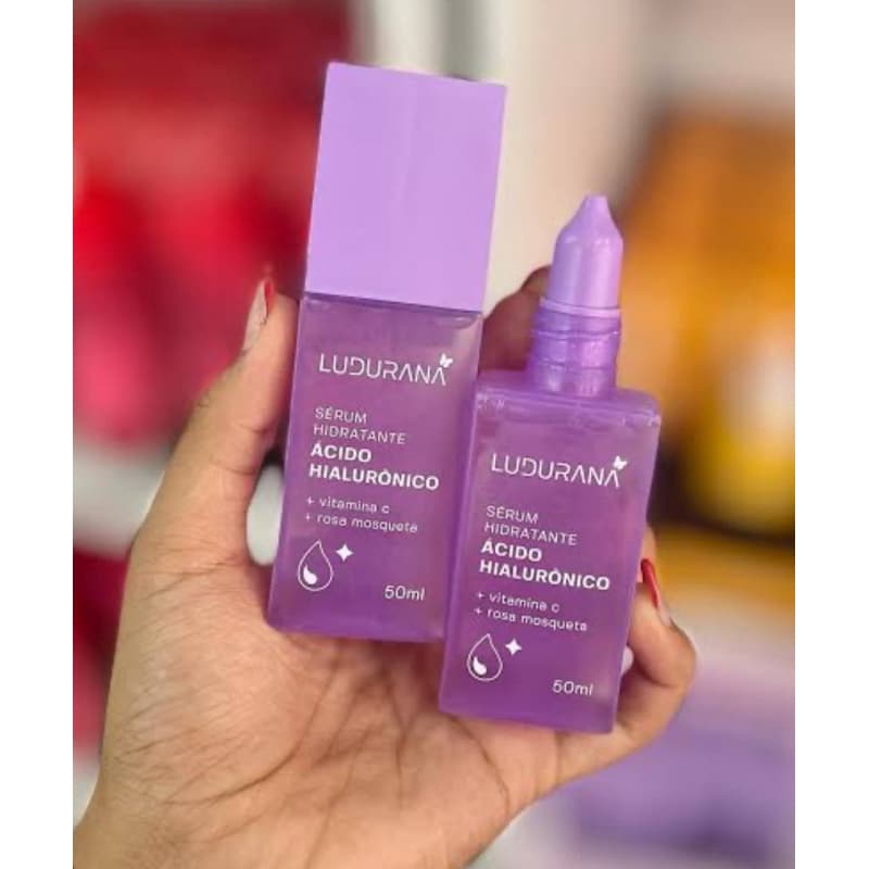 Sérum Hidratante Ludurana Ácido Hialurônico + Vitamina C | Rosa Mosqueta | 50ml | Skincare Vegano