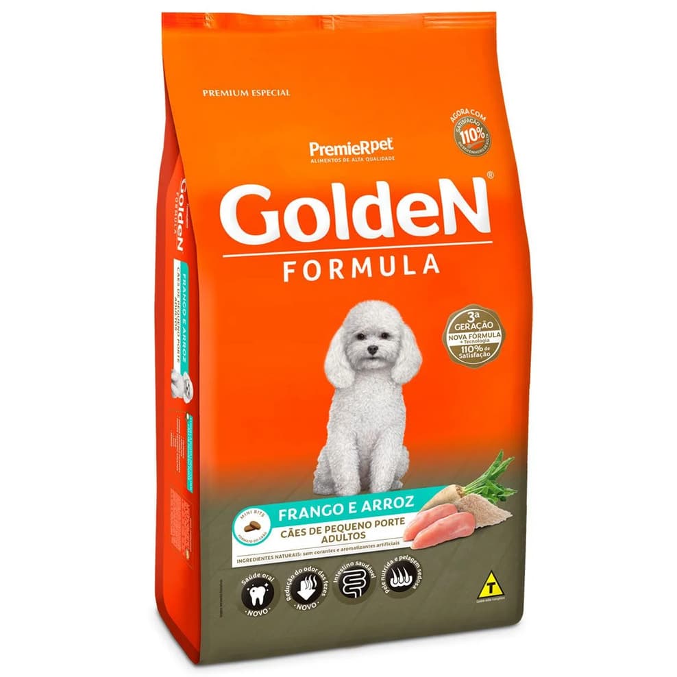 Ração Golden Fórmula Cães Adultos Raças Pequenas Frango e Arroz Mini Bits 15 kg
