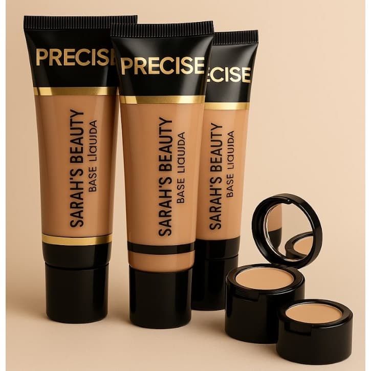 Base líquida Sara’s Beauty + base cremosa com espelho na tampa  resistente na pele longa duração