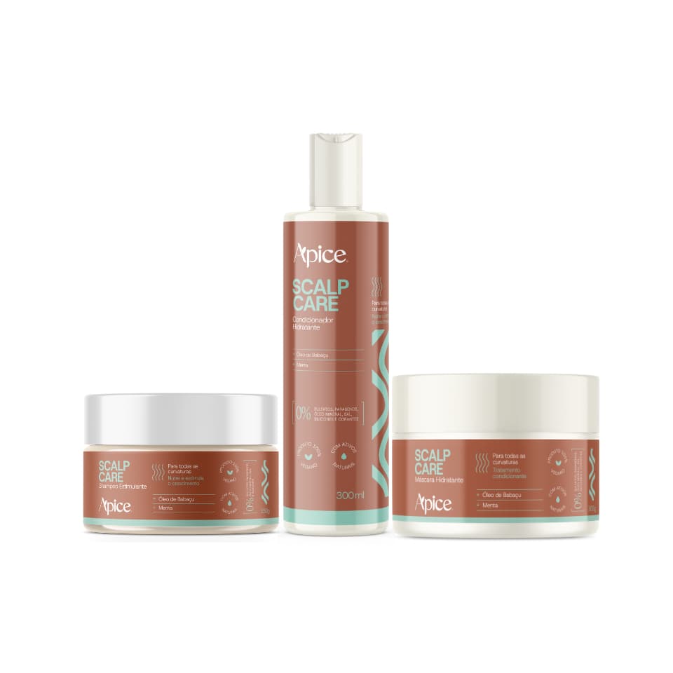 Kit Shampoo em pasta Condicionador e Máscara Scalp Care Apice