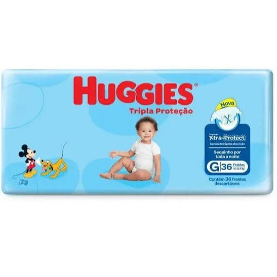Fralda Huggies Tripla Proteção Mega Azul