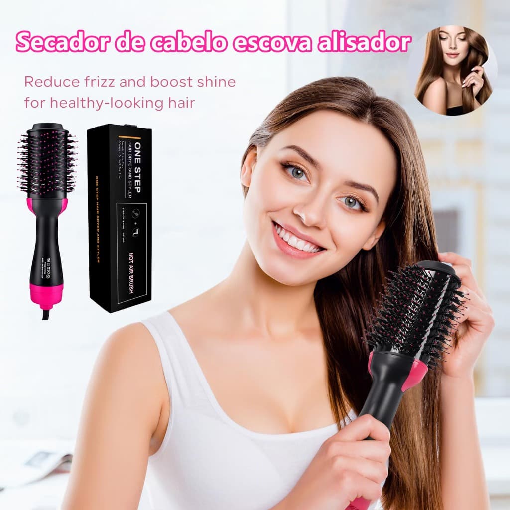 Escova Secadora 220V 3 Em1 Modeladora Escova Secadora Alisadora Modeladora Uso Profissional Com tecnología íon