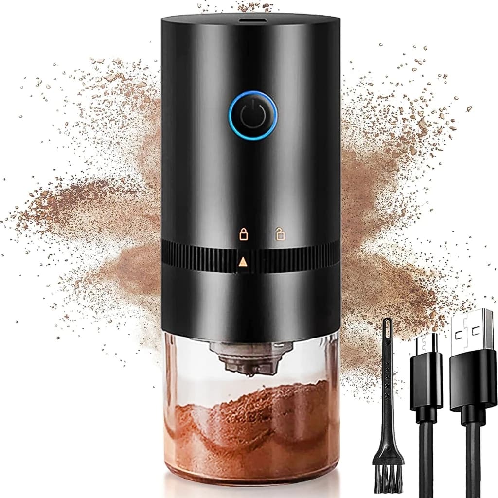 Moedor de Café Elétrico Portátil USB-C Recarregável Compacto Sem Fio Ajuste de Moagem Núcleo Cerâmico Café em Grão Alta