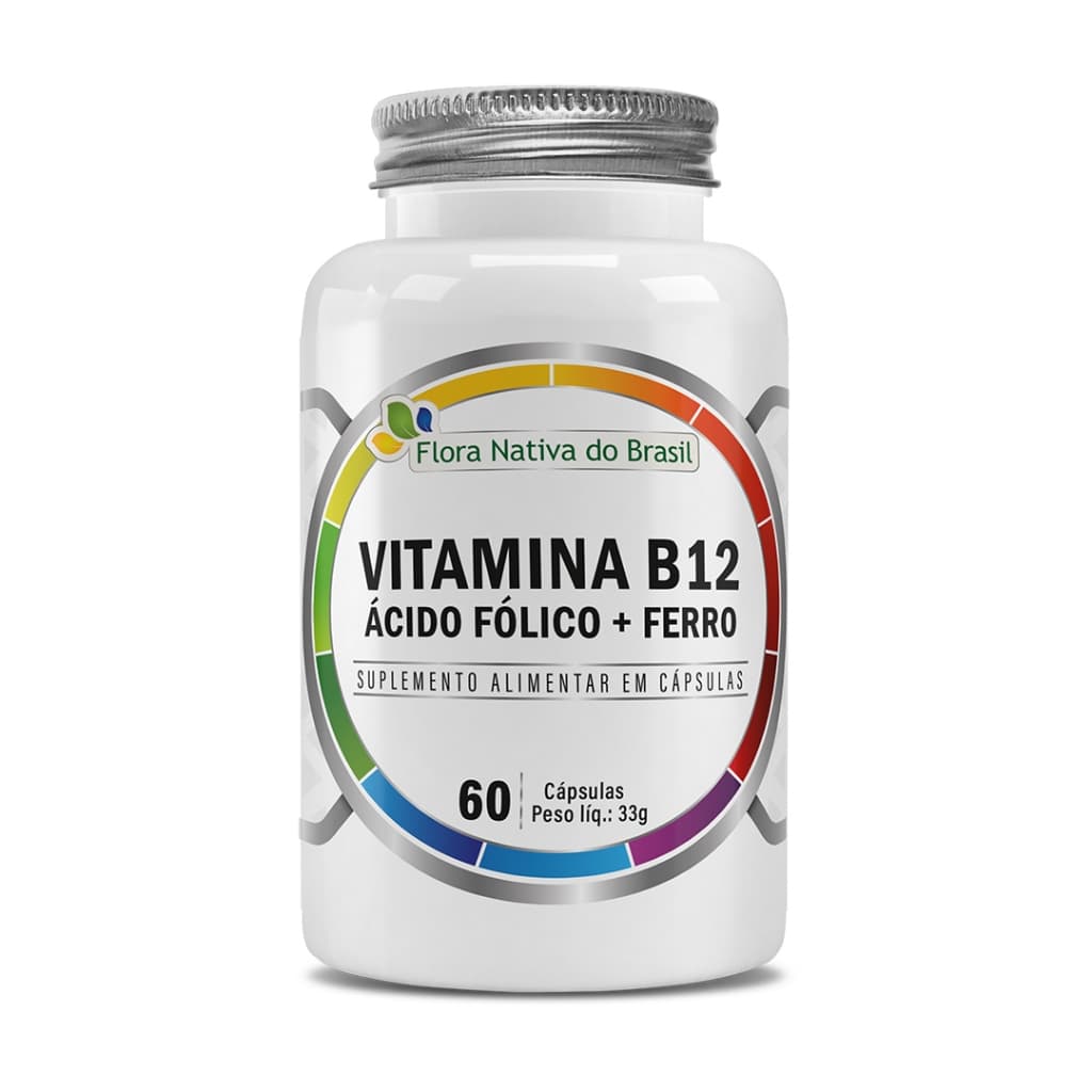 Vitamina B12 Ácido Fólico + Ferro (60 cápsulas) - Flora Nativa do Brasil