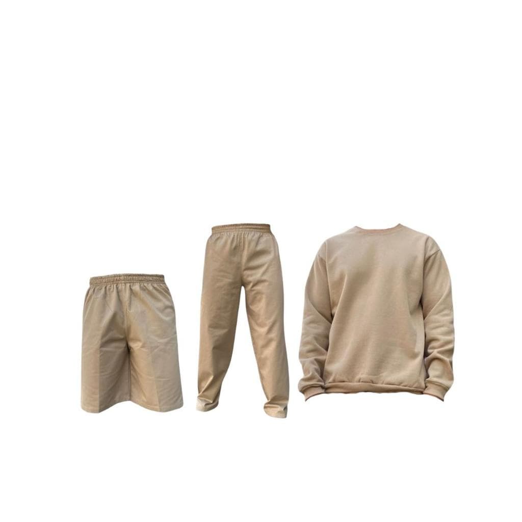 Kit 1 Blusa Moletom + 1 Bermuda Sarja + 1 Calça Sarja CDP Presídio Detento Cadeia
