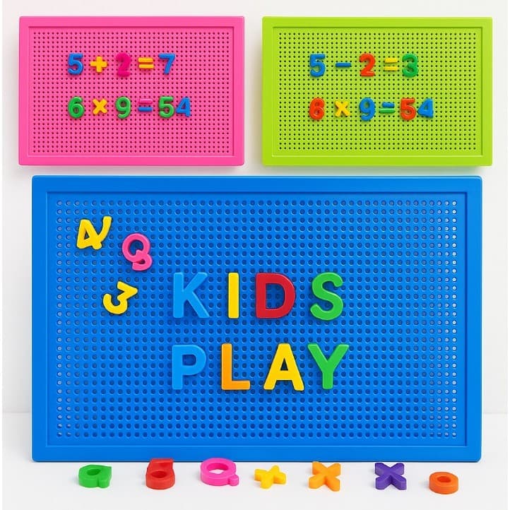 Brinquedo Educativo de Encaixe Com Letras Números e Sinais Pedagógico Placa Mosaico