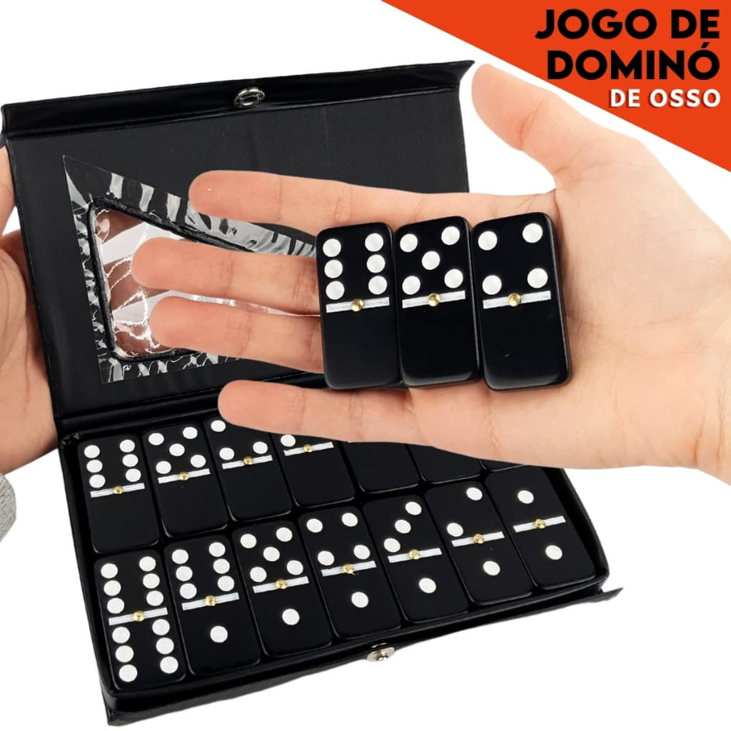 Dominó Preto Profissional com Pedras Grandes – Jogo Clássico Para Toda a Família - SHEFA