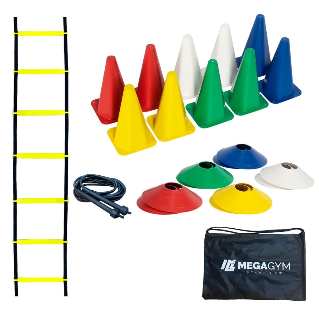 Kit Funcional Agilidade 10 Chapéus + 10 Cones e Escada Para Treino Completo Profissional Musculação