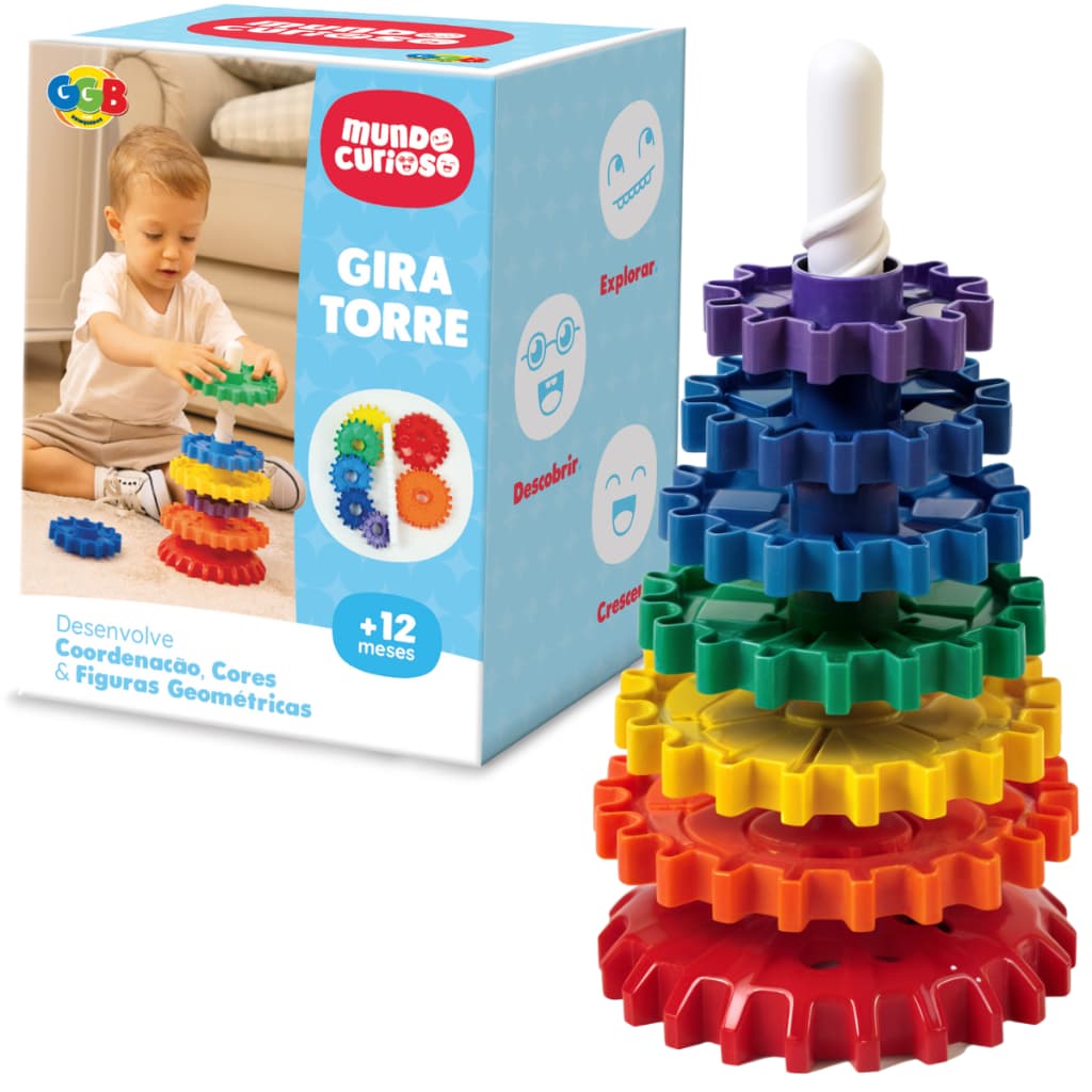 Brinquedo Infantil Didático Educativo Engrenagem Gira Torre