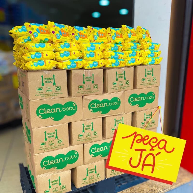 Caixa 12 Pacotes Toalhas Umedecidas Clean Baby  100  un cada