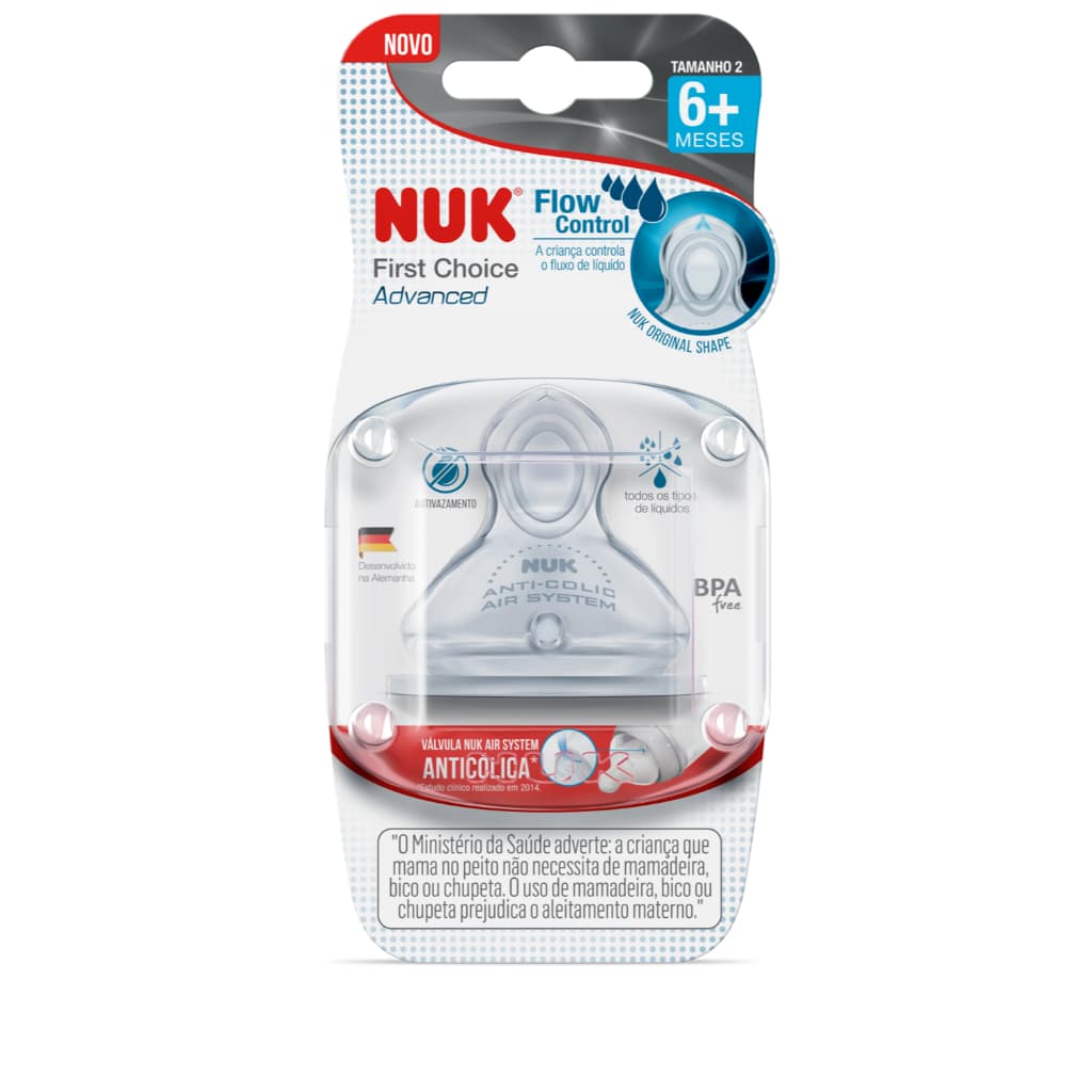 Bico De Silicone Advanced Líquidos Grossos- Nuk First Choice +6 Meses