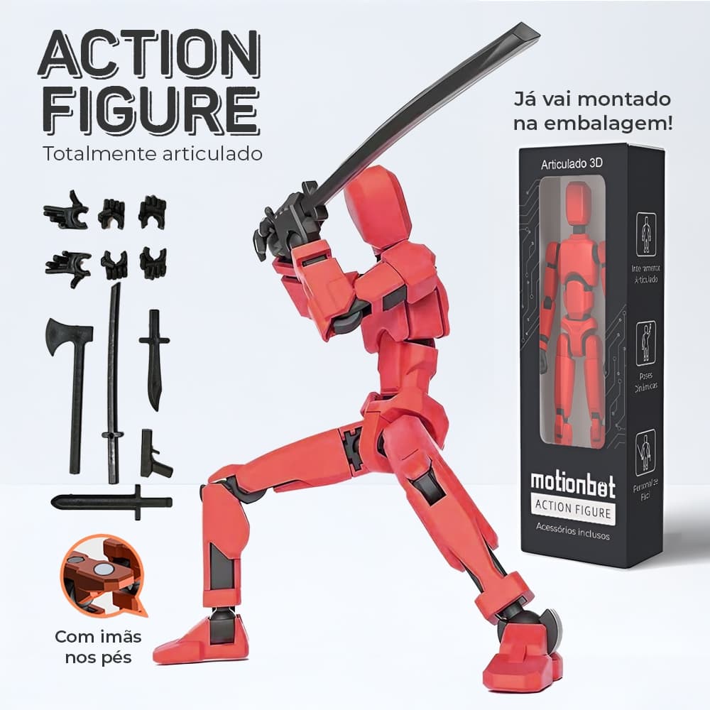 Boneco action Figure Montado Motionbot Dummy 13 Articulado, Com ímãs e Acessórios
