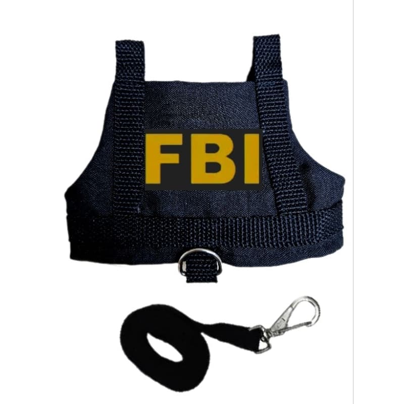 Coleira Peitoral Pet com Guia Cachorro e Gato Macho FBI