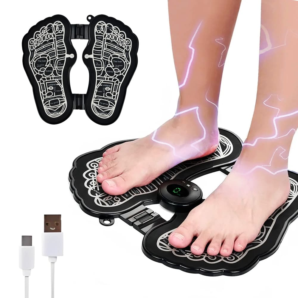 EMS Massageador Elétrico Para Pés USB Recarregável Relaxamento Muscular Alivio de Dores