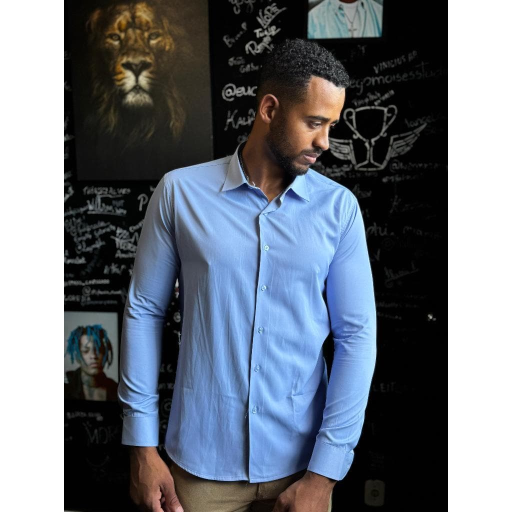 Camisa Social Masculina Lisa Slim Qualidade Premium Camiseta Promoção