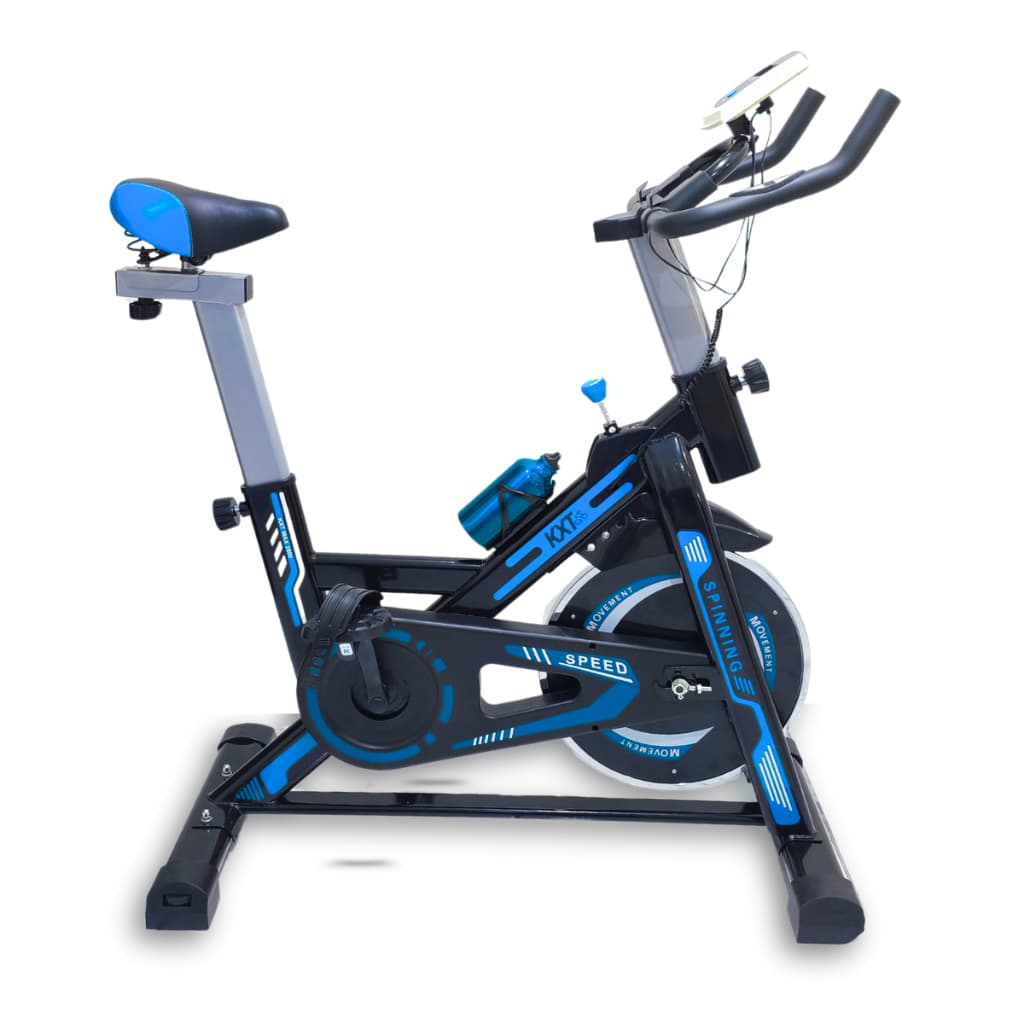 Bicicleta ergométrica profissional spinning exercício aeróbico cardio Preto e Azul