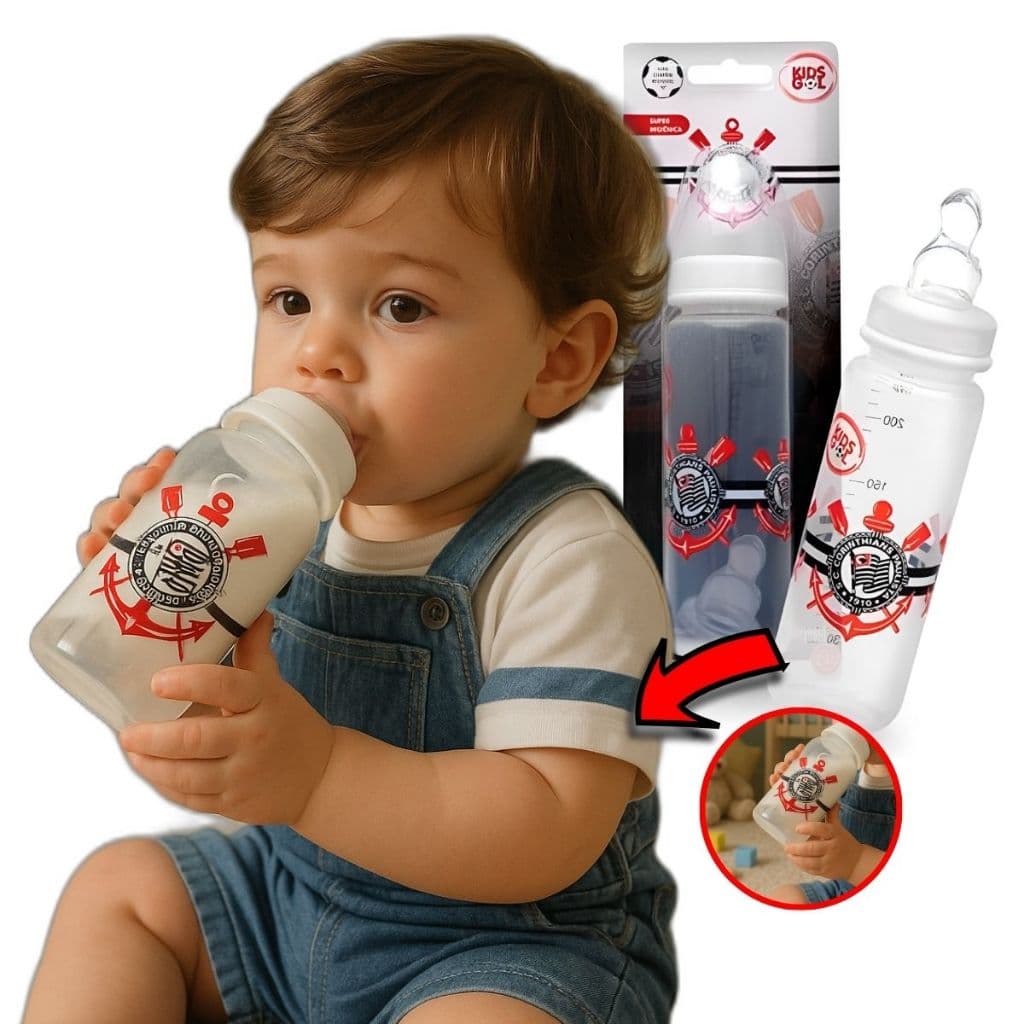 Mamadeira Corinthians Ortodontico Bebe +6 meses 240 ml Timao